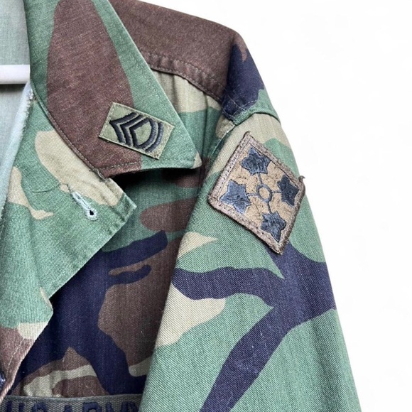 90s US Army Tactical Combat Woodland BDU Streetwear Jacket Sergeant Rakkasans XL - Picture 5 of 13
